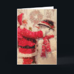Cartão Papai Noel e boneco de neve na neve<br><div class="desc">snowman santa claus christmas, amigos frios e coloridos sorrisos, felicidade congelada com o elemento do cachecol, alegria diversão alegre floco de neve, sorria esse ano vermelho, nova época de Natal engraçada, feliz de inverno feliz de presente, celebração de personagens de pintura artística, feriado de neve feliz, snowman santa claus de...</div>