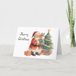 Cartão Papai Noel e seu ajudante & Natal caprichoso