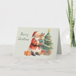 Cartão Papai Noel e seu ajudante & Natal caprichoso