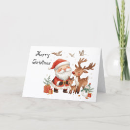 Cartão Papai Noel e seus ajudantes & Natal caprichoso