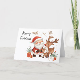 Cartão Papai Noel e seus ajudantes & Natal caprichoso