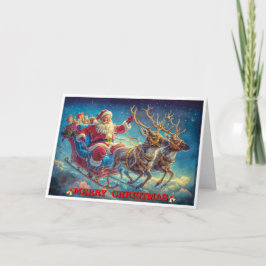 Cartão Papai Noel e suas Reenas