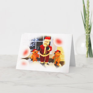 Cartão Papai Noel e ursos festivos