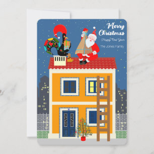 Cartão Papai Noel encontra o galo português