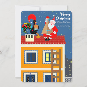 Cartão Papai Noel encontra o galo português