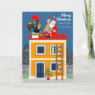 Cartão Papai Noel encontra o galo português