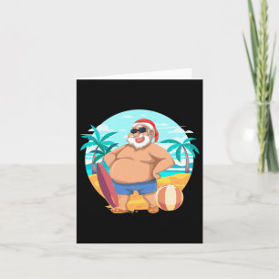Cartão Papai Noel engraçado de verão havaiano Natal tropi