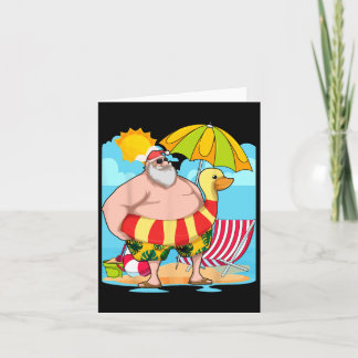 Cartão Papai Noel engraçado de verão havaiano tropical Na