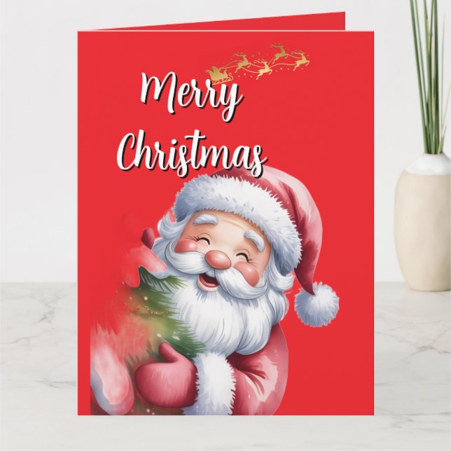 Cartão Papai Noel Engraçado e Fofo & Tipografia (Frente)
