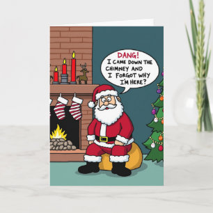 Cartão Papai Noel Engraçado Esqueceu Por Que Está Aqui Na