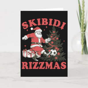 Cartão Papai Noel Engraçado Futebol Skibidi Rizzmas Árvor