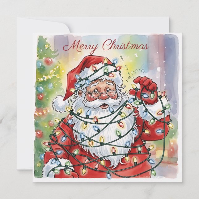 Cartão Papai Noel Engraçado Moderno Simples Fofo (Frente)