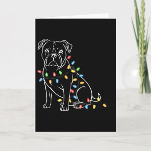 Cartão Papai Noel Engraçado Pitbull Luzes de Natal Pitbul