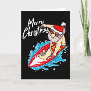 Cartão Papai Noel Engraçado Surfando Papai Noel Natal Hav