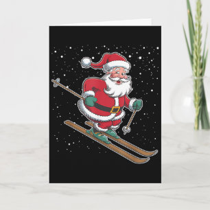Cartão Papai Noel Esquiando Natal Esportes Xmas Férias C