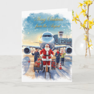 Cartão Papai Noel está no aeroporto