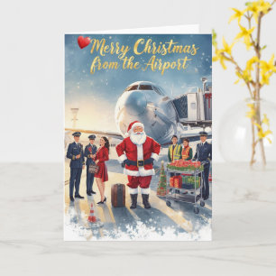 Cartão Papai Noel está no aeroporto