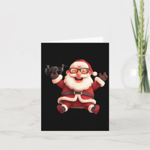 Cartão Papai Noel Feliz Com Drone Para Multidões E Amante