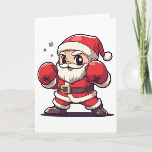 Cartão Papai Noel Fofo Boxeando - Natal Temático de Natal