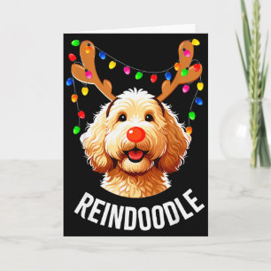 Cartão Papai Noel Goldendoodle Rena Doodle Cachorro Reind