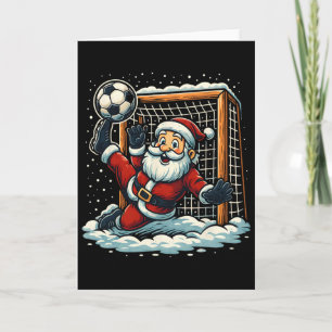 Cartão Papai Noel Goleiro Futebol Esportes Jogando Natal