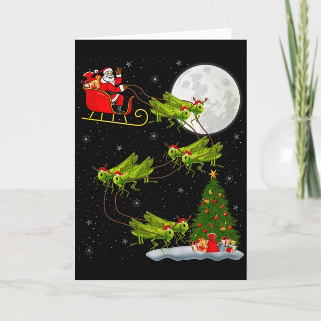 Cartão Papai Noel Grhopper Trenó Voador Divertido Mágico  (Frente)
