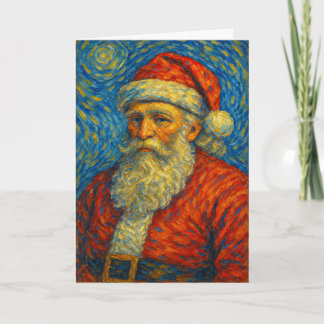 Cartão Papai Noel Inspirado por Van Gogh Estrela Noite