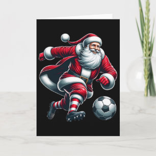 Cartão Papai Noel joga futebol esportes natal mulheres ho