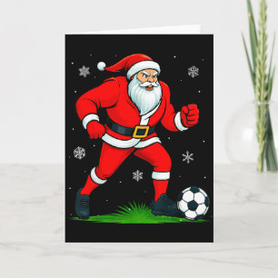 Cartão Papai Noel Jogando Futebol Xmas Natal Divertido Fu