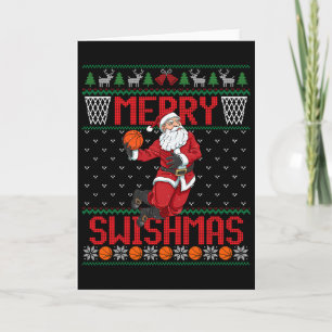 Cartão Papai Noel Jogando Sketll Suéter Feio de Natal Swi