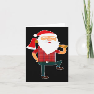 Cartão Papai Noel Lenhador Fofo Chapéu de Natal Engraçado