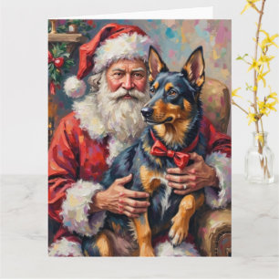 Cartão Papai Noel Lundehund norueguês Arte de Natal