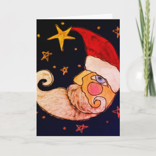 Cartão Papai Noel Meia Lua Arte Abstrata