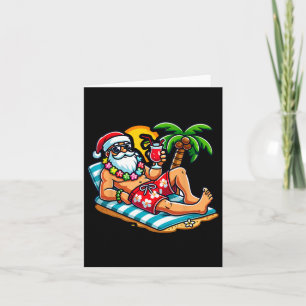 Cartão Papai Noel Na Natação Trunca Natal Em Julho Beach