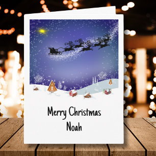 Cartão Papai Noel na véspera de Natal de Sleigh personali