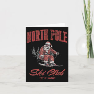 Cartão Papai Noel Natal Neve Esqui No Norte Le 