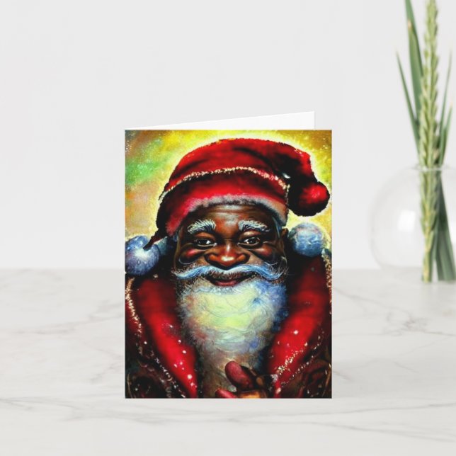 Cartão Papai Noel Negro Natal Branco (Frente)