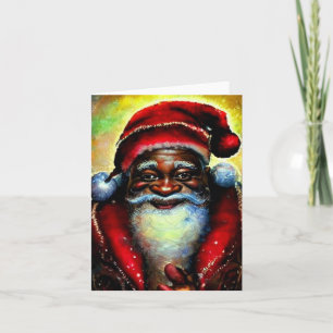 Cartão Papai Noel Negro Natal Branco