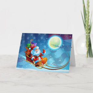 Cartão Papai Noel Patriota Deus Abençoe a América Versão