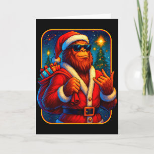 Cartão Papai Noel Pé Grande Natal Divertido Natal Sasquat