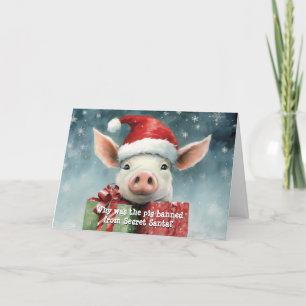 Cartão Papai Noel Porco Natal