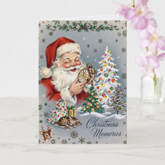Cartão Papai Noel Renas Xmas Retro