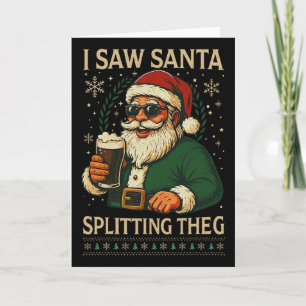 Cartão Papai Noel Retro Eu Vi Papai Noel Dividindo O G Be