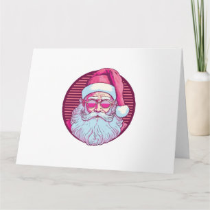 Cartão Papai Noel rosa retrô vintage