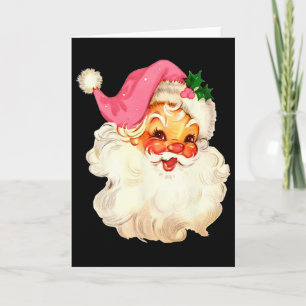 Cartão Papai Noel Rosa Rosto de Natal Antigo Xmas Vintage