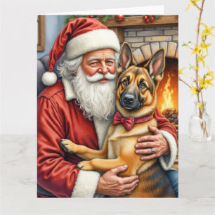 Cartão Papai Noel segurando a Arte de Natal do Pastor Bel