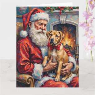 Cartão Papai Noel segurando a arte de Natal do Shar Pei