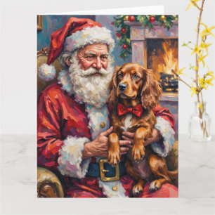 Cartão Papai Noel segurando a arte de Natal do Sussex Spa