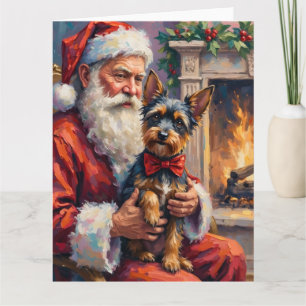 Cartão Papai Noel segurando Arte de Natal do Affenpinsche