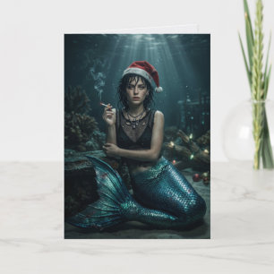 Cartão Papai Noel Sereia Cigarro Natal Sarcástico